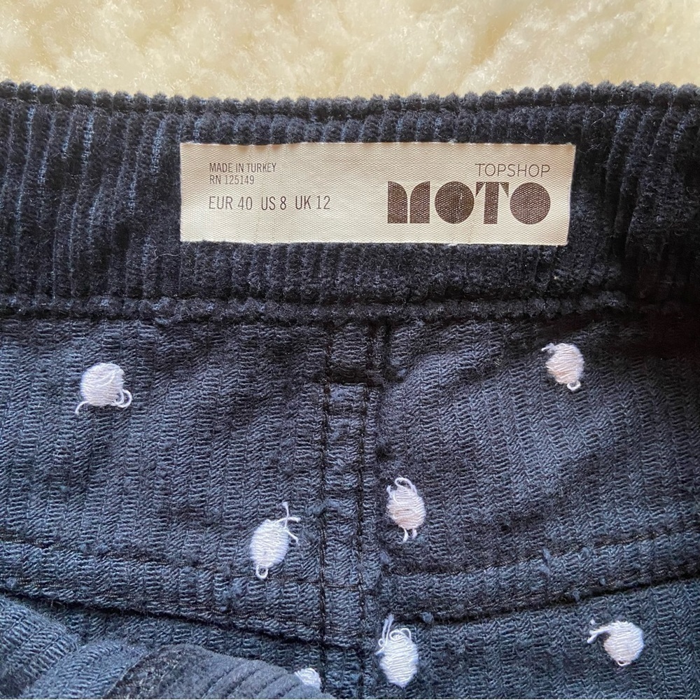 Topshop Black Corduroy Polka Dot Mini Skirt - Picture 4 of 8